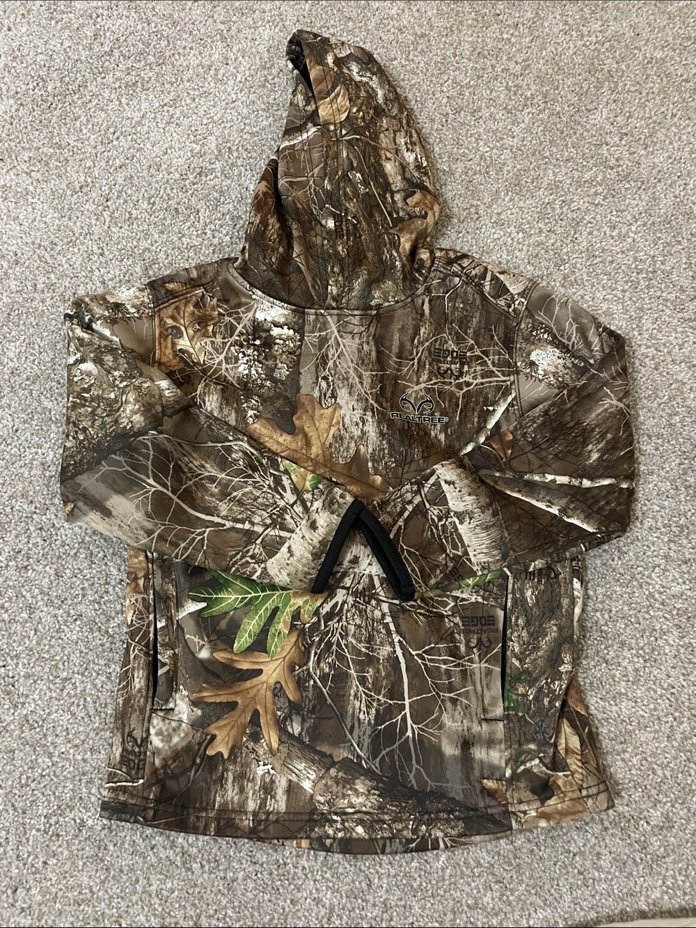 Realtree Camo Hooded Kids Pullover Jacket - Brown/Green